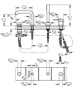 GROHE 19578DL1 Essence+ Смеситель для ванны на 4 отверстия GROHE 19578DL1 Essence+ Смеситель для ванны на 4 отверстия. Фото