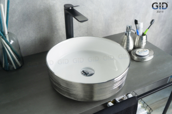 Раковина накладная GID D1357h131 36х36 53328 Белый / Хром Раковина накладная GID D1357h131 36х36 53328 Белый / Хром. Фото