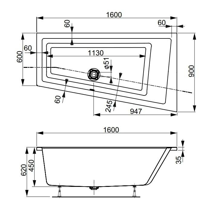 Акриловая ванна VAGNERPLAST CAVALLO OFFSET 160 Left VPBA169CAV3LX-01 Акриловая ванна VAGNERPLAST CAVALLO OFFSET 160 Left VPBA169CAV3LX-01. Фото