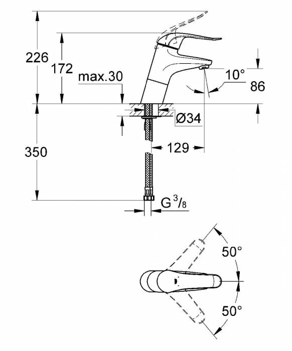 Смеситель для раковины Grohe Euroeco Special 32765000 Смеситель для раковины Grohe Euroeco Special 32765000. Фото
