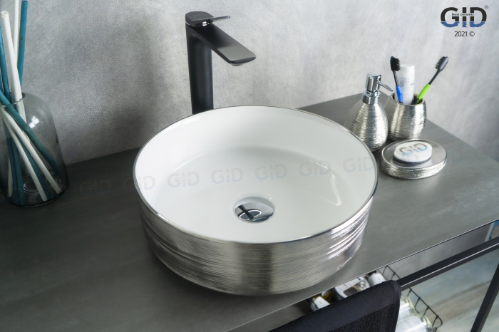Раковина накладная GID D1357h131 36х36 53328 Белый / Хром Раковина накладная GID D1357h131 36х36 53328 Белый / Хром. Фото